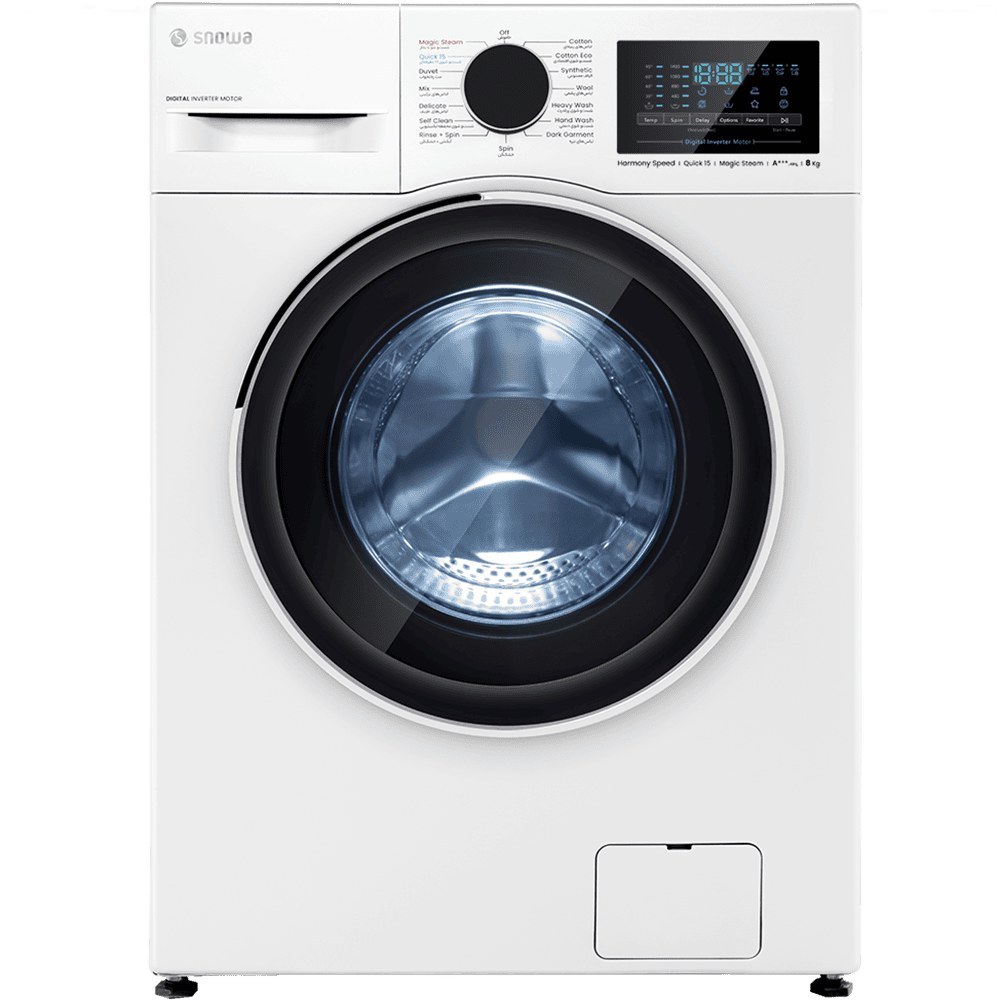 لباسشویی اسنوا هارمونی اسپید (آویسا) موتور پیشرفته Q-BLDC 8 کیلویی سفید مدل SWM-B80W