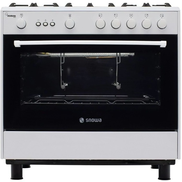 اجاق گاز اسنوا رومینا بدون گرمخانه و بدون شیشه 5 شعله سفید مدل SGC5-11102